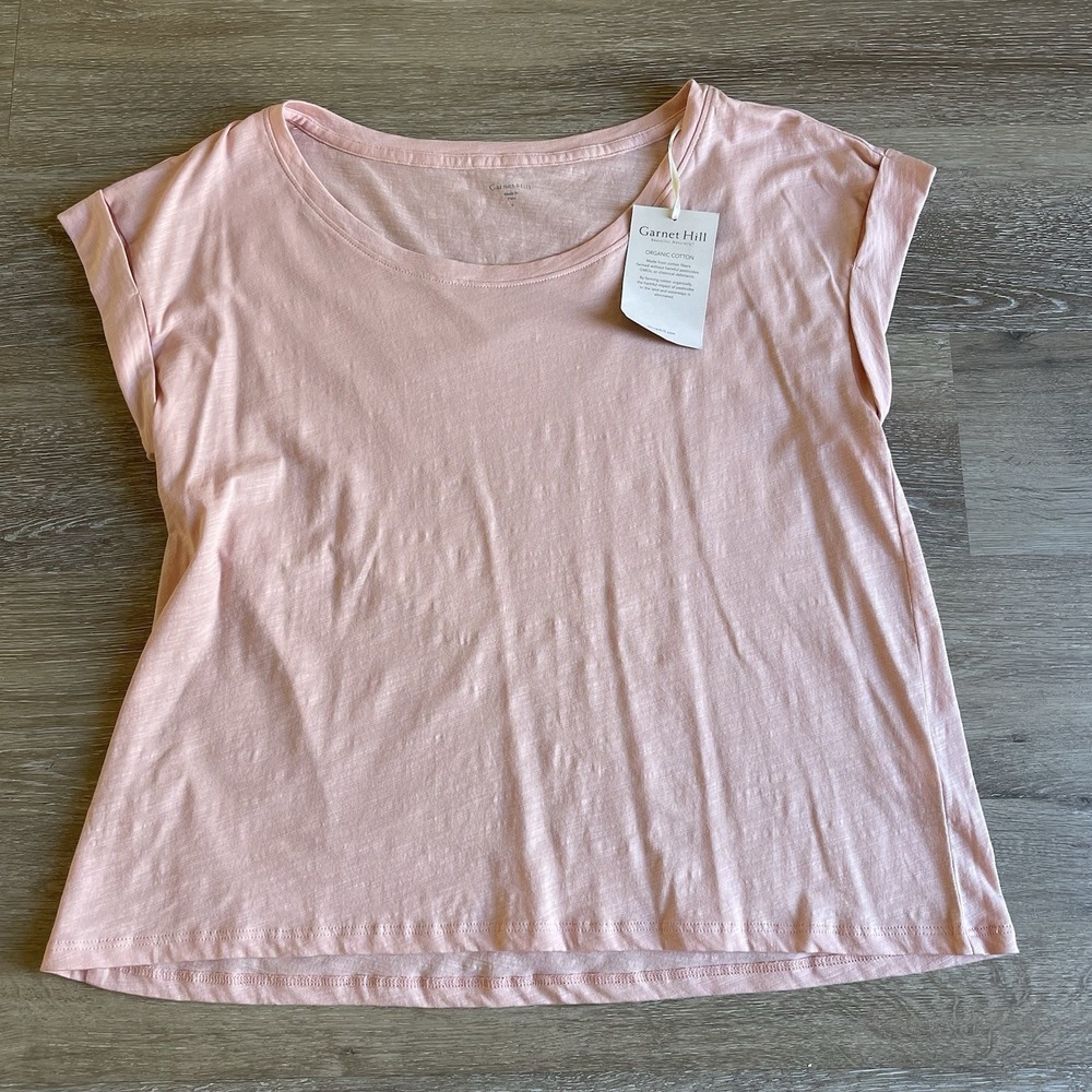 Garnet Hill Top Women Small Pink Organic Pima Cotton Slub T-Shirt Casual Minimal